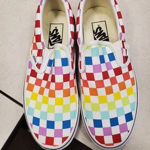 Vans Checkerboard Rainbow Size 7 woman's